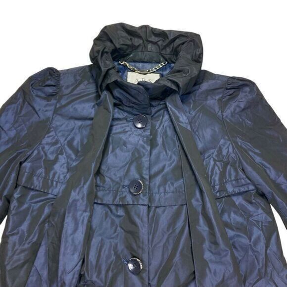 Allen Schwartz ABS Silver Label Puff Jacket Womens Size Medium Blue Elegant Coat - Picture 2 of 16